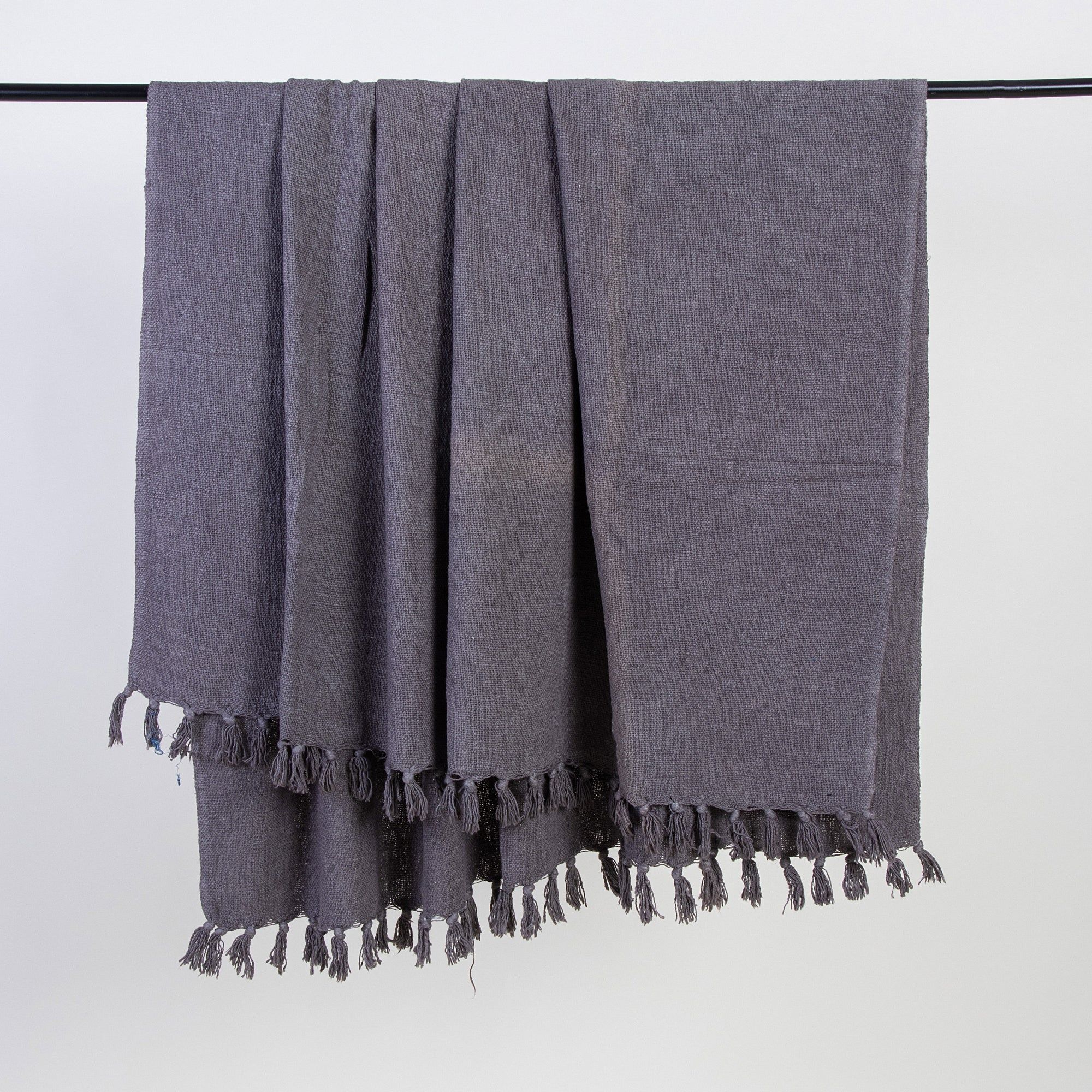 Luxury Grey Organic Cotton Solid Sofa Throw Breathable Ultra Soft